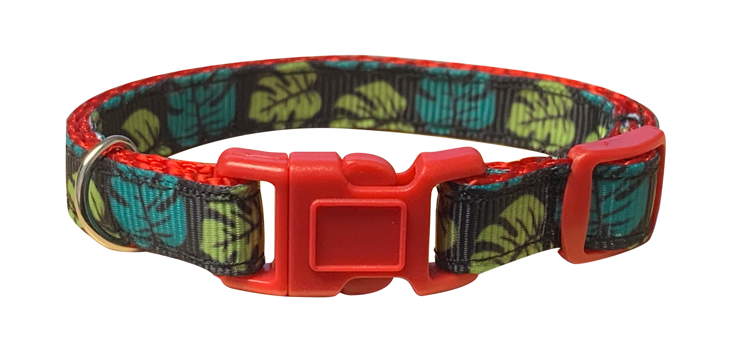 Jungle Plant Leaf Print Cat Collar