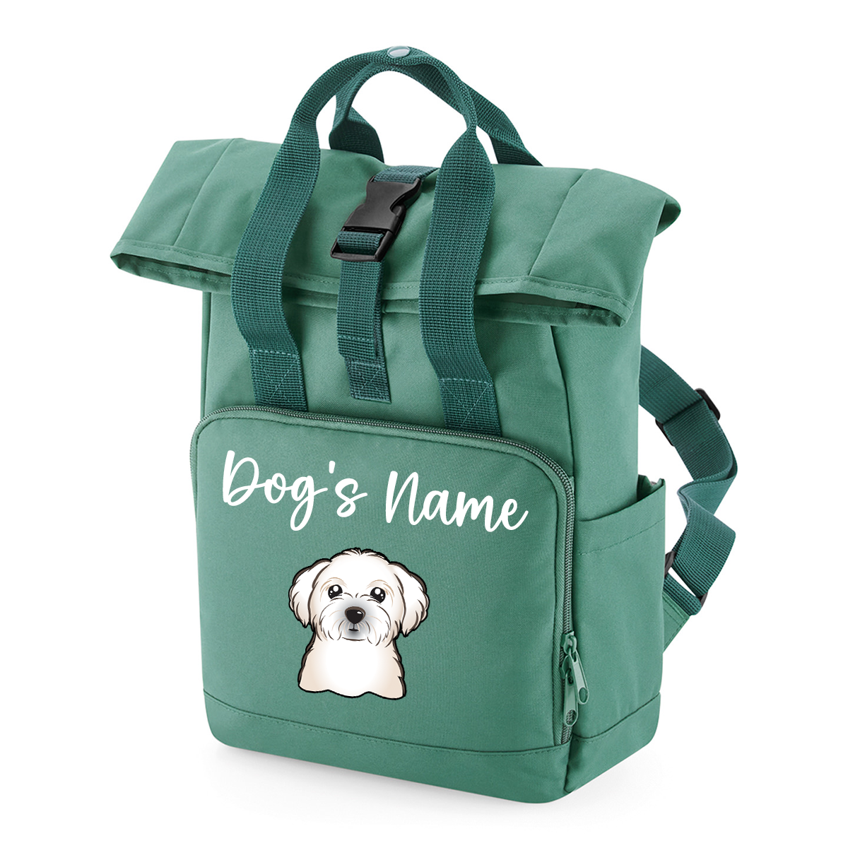 Travel Rucksack 9 Litres Sage Green Any Breed Backpack With Custom Personalised Dog Name