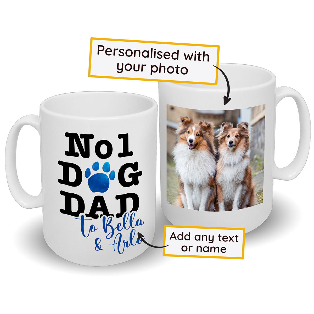 Number 1 Dog Dad Mug Any Name & Custom Photo