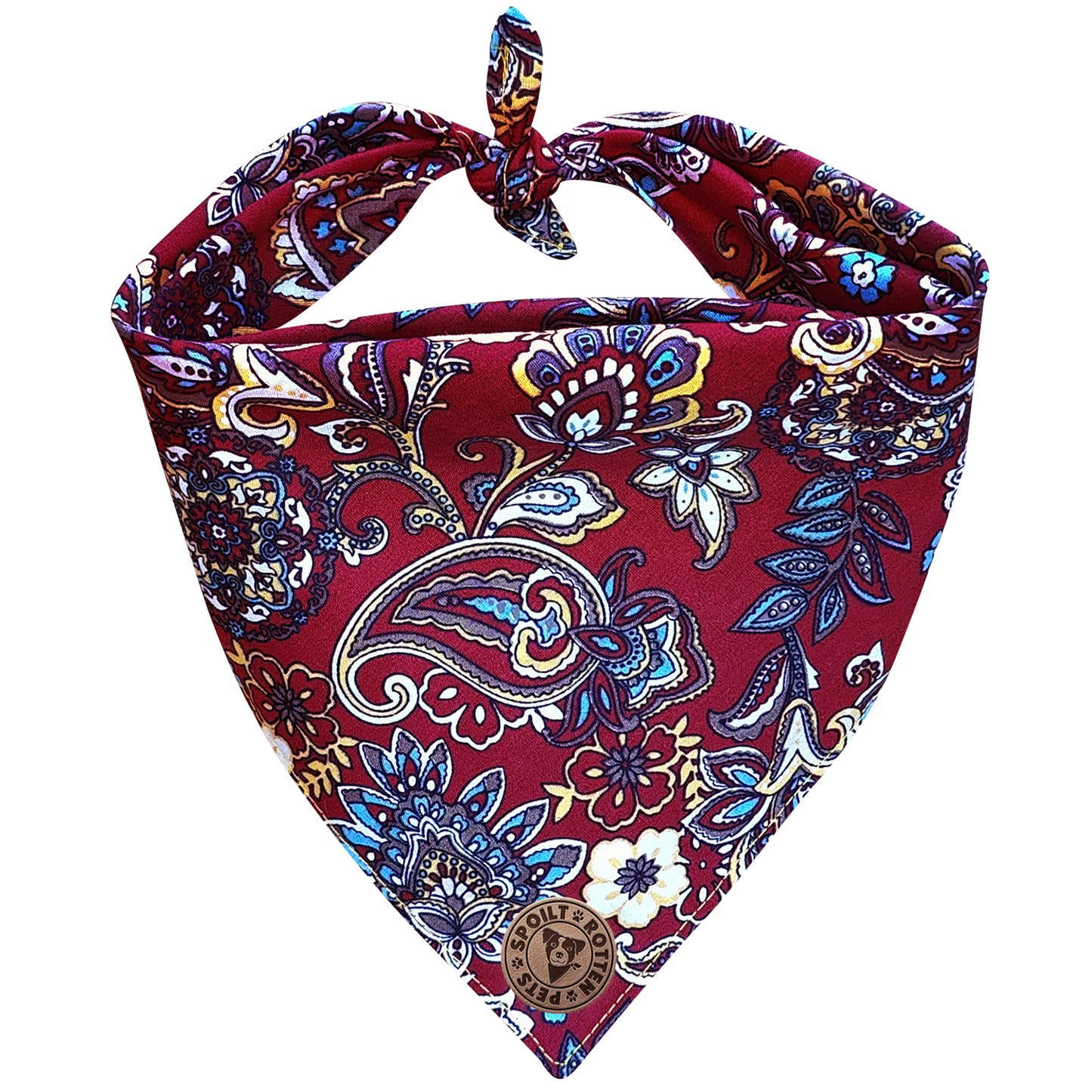 The Chester - Paisley Floral Burgundy Tied Dog Bandana