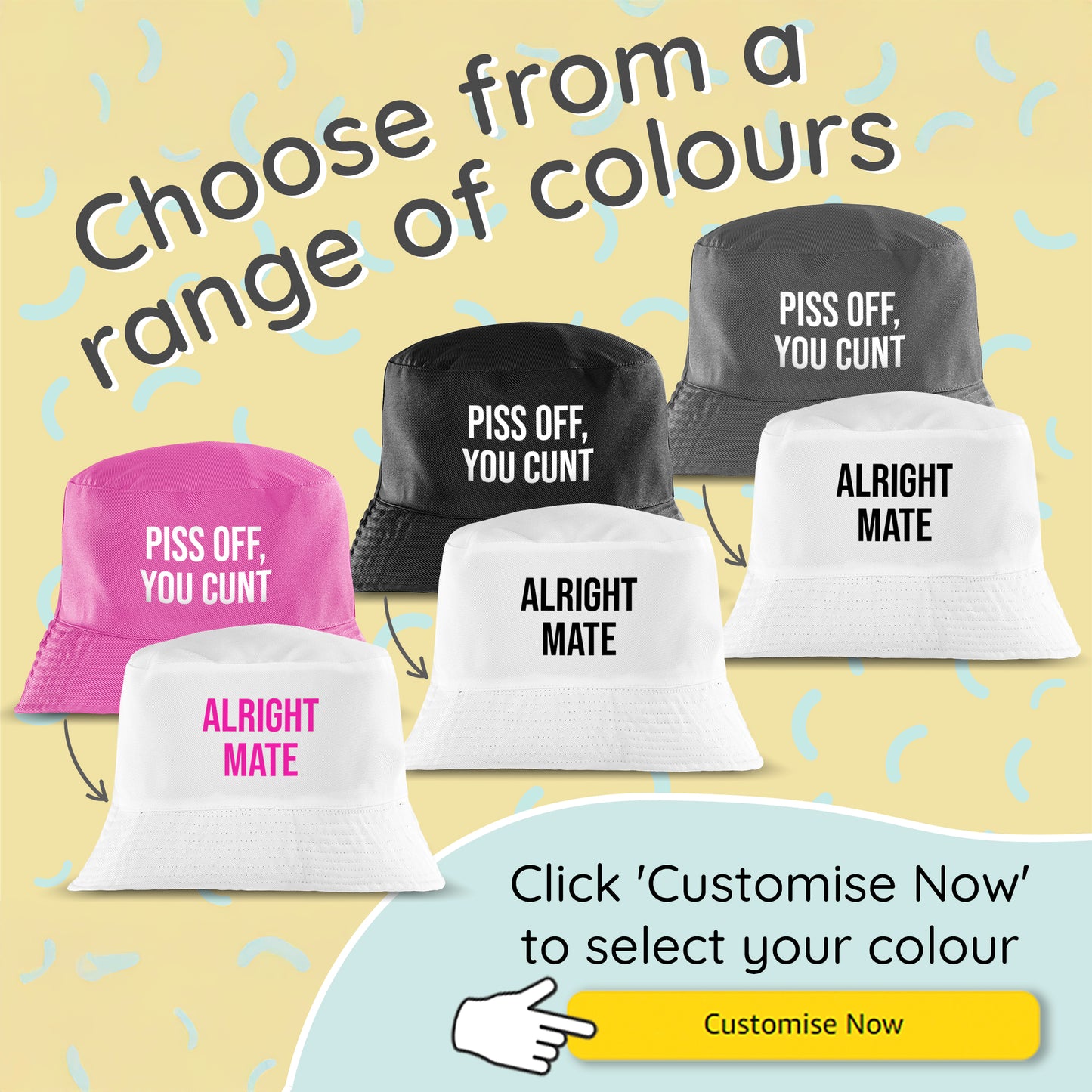 Reversible Message Bucket Hat Alright Mate or P*ss Off You C*nt