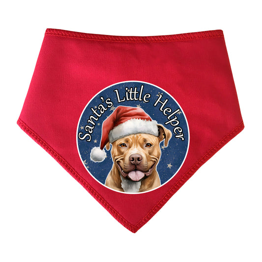 Pitbull Design Santa's Little Helper Dog Bandana