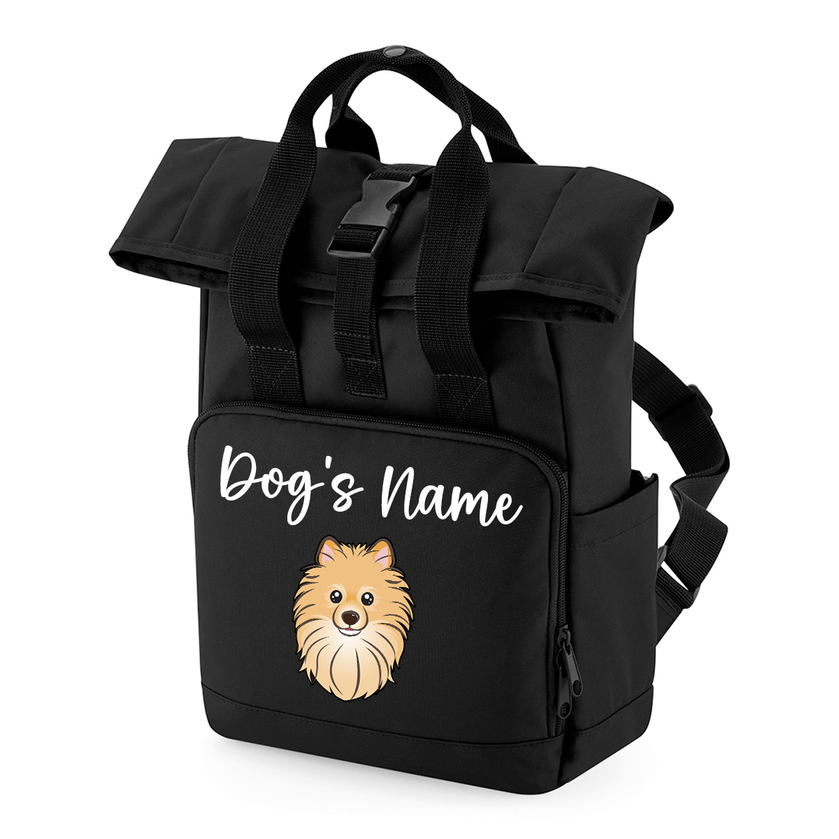 Travel Rucksack 9 Litres Black Any Breed Backpack With Custom Personalised Dog Name