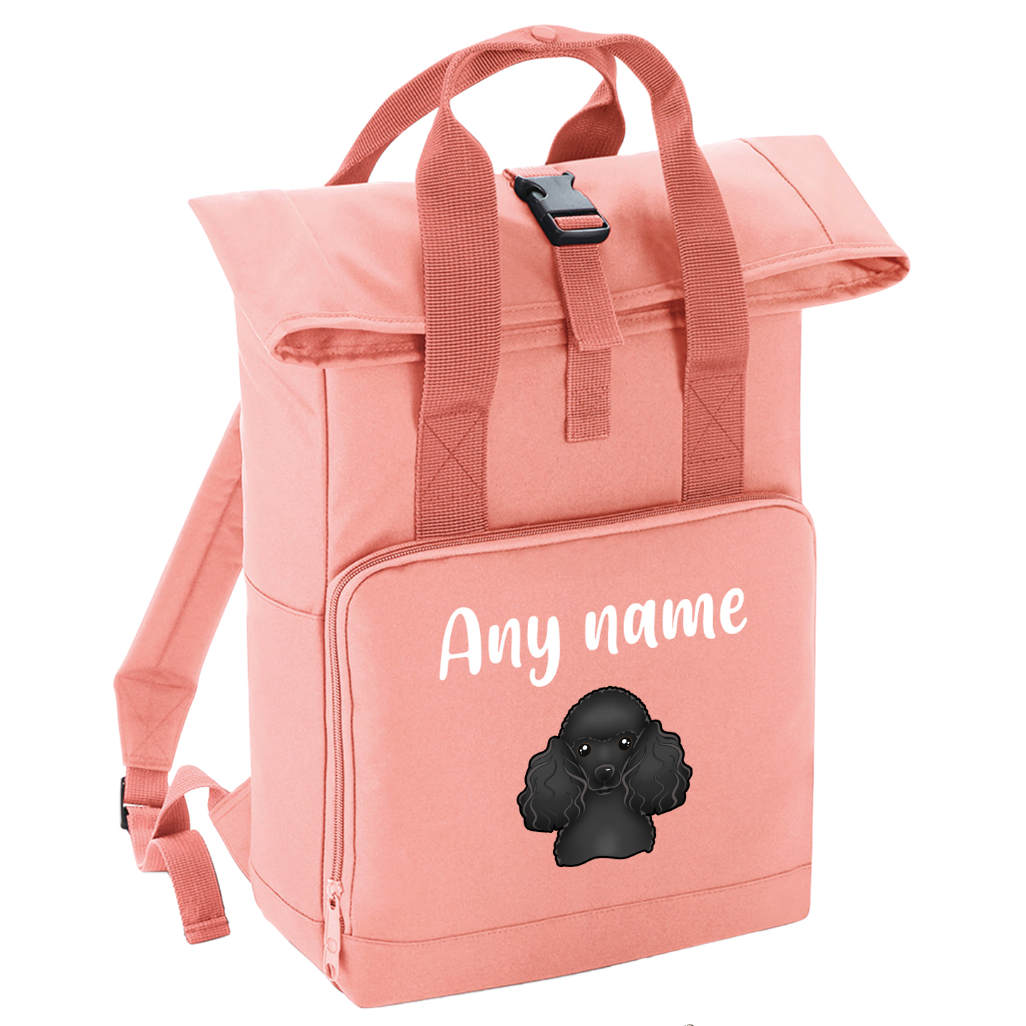 Overnighter Rucksack 14 Litres Peach Coral Any Breed Backpack With Custom Personalised Dog Name