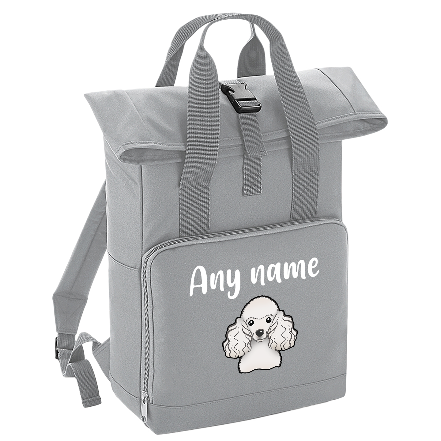 Overnighter Rucksack 14 Litres Grey Any Breed Backpack With Custom Personalised Dog Name