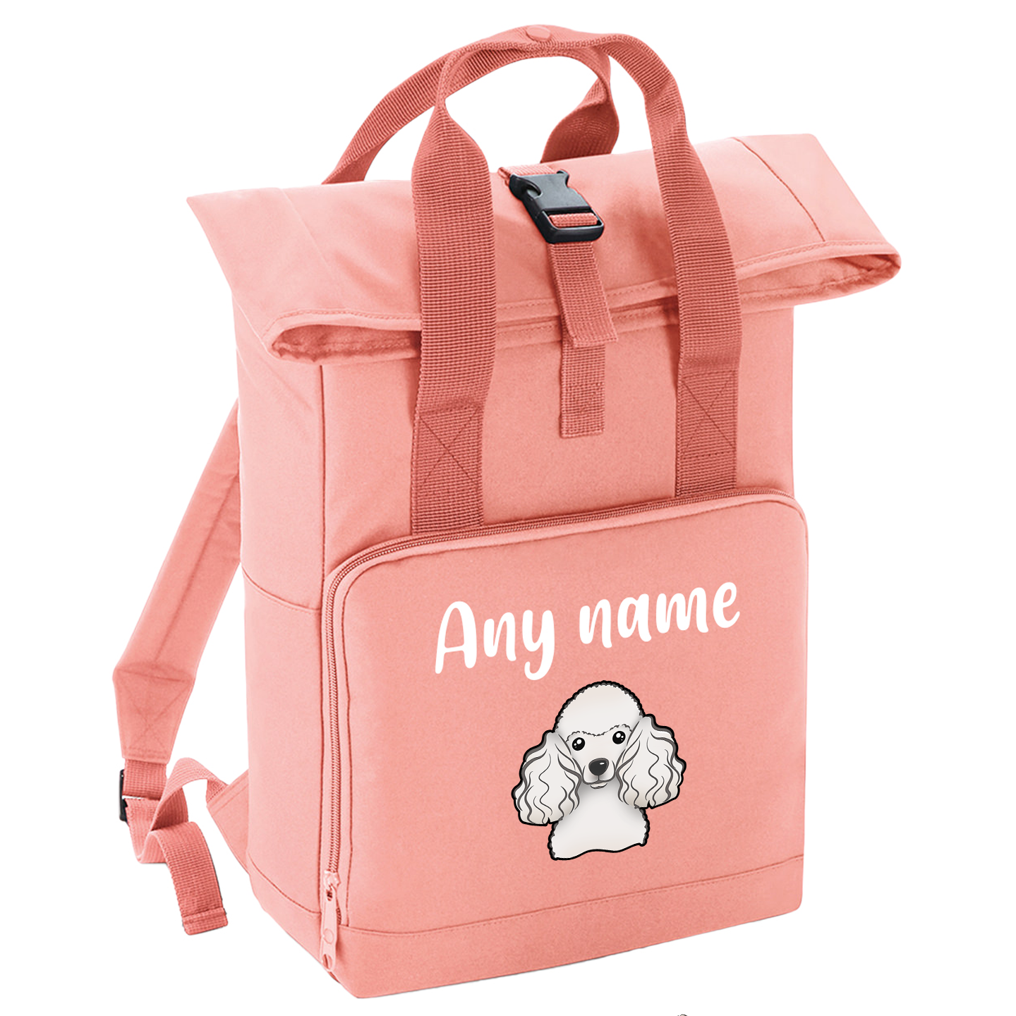 Overnighter Rucksack 14 Litres Peach Coral Any Breed Backpack With Custom Personalised Dog Name