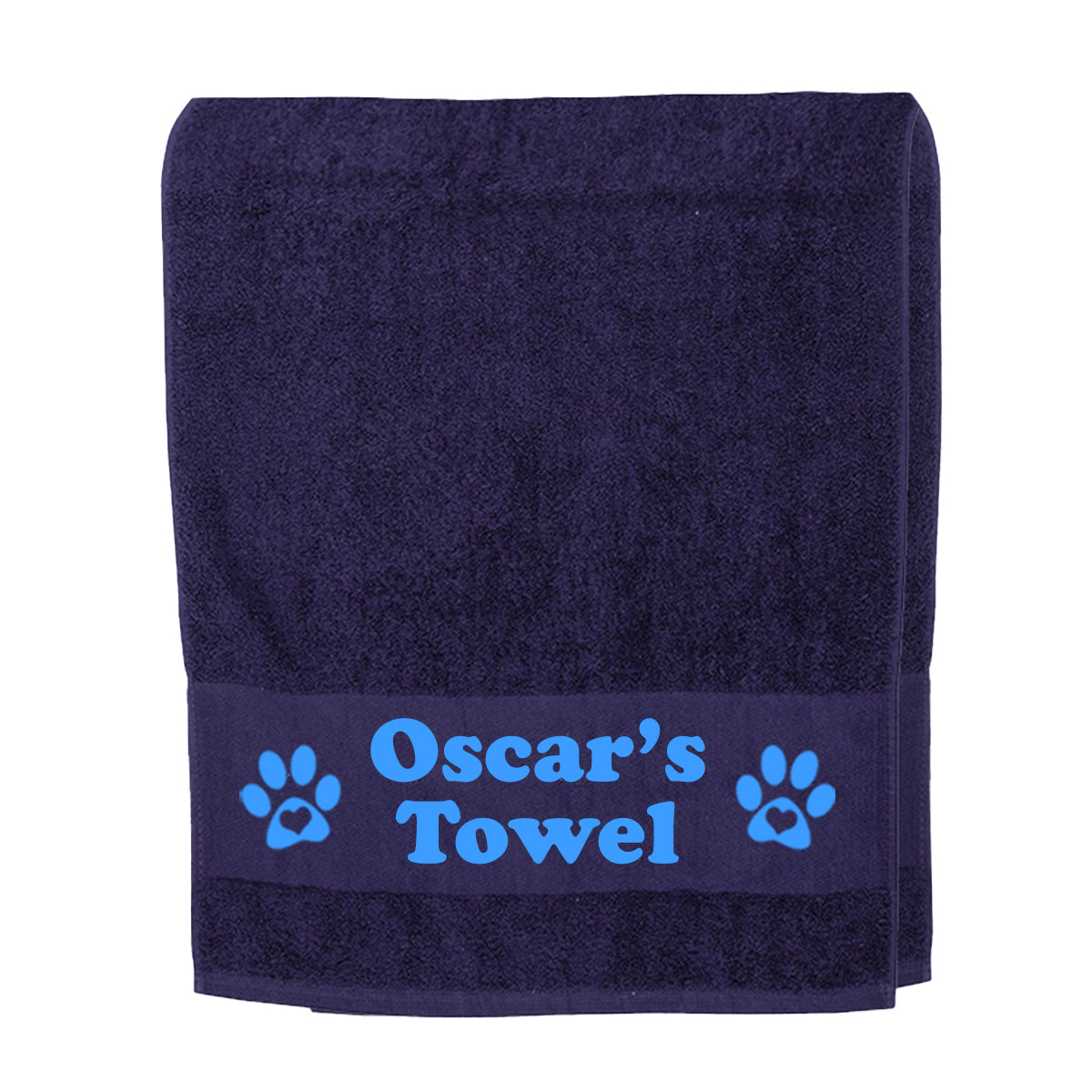 Navy Blue Personalised Dog Paw Towel - Any Name or Wording