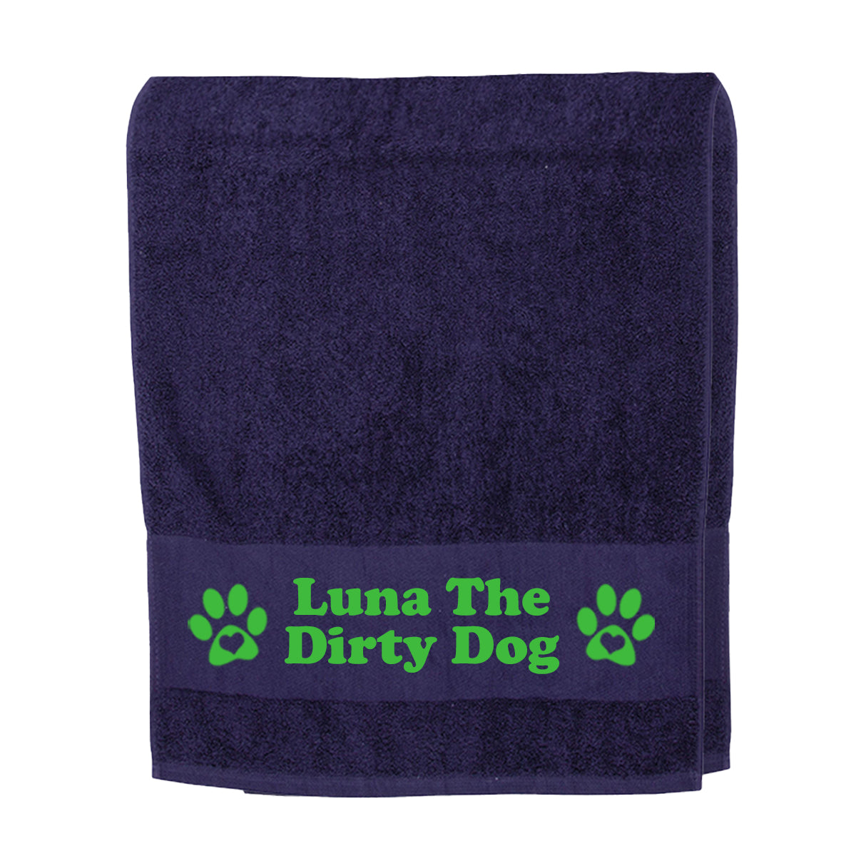 Navy Blue Personalised Dog Paw Towel - Any Name or Wording