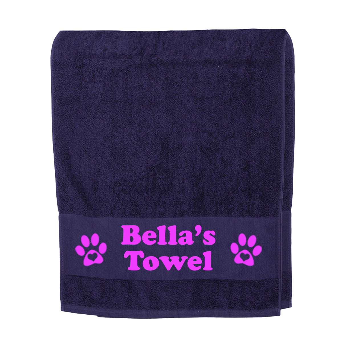 Navy Blue Personalised Dog Paw Towel - Any Name or Wording