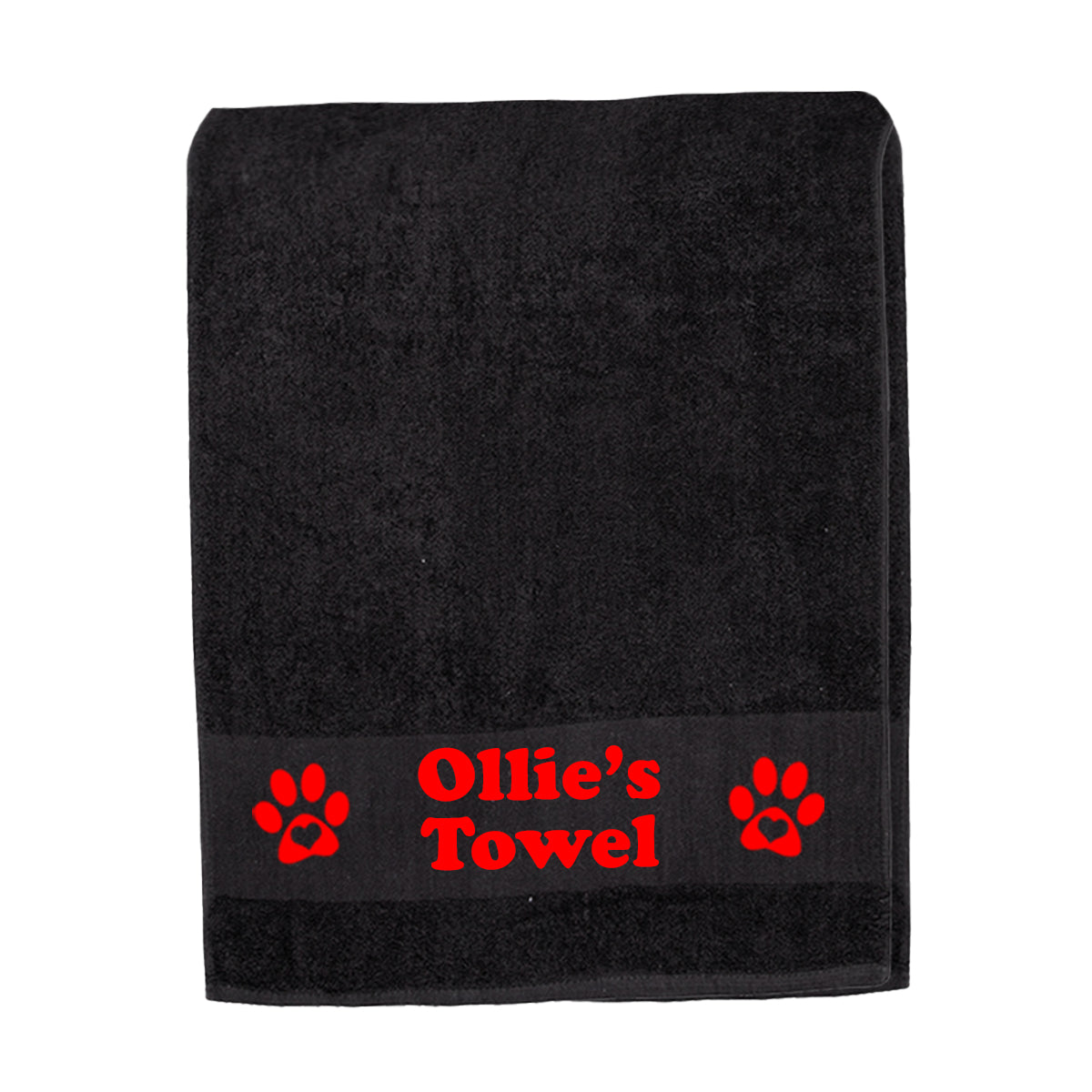 Black Personalised Dog Towel - Any Name or Wording