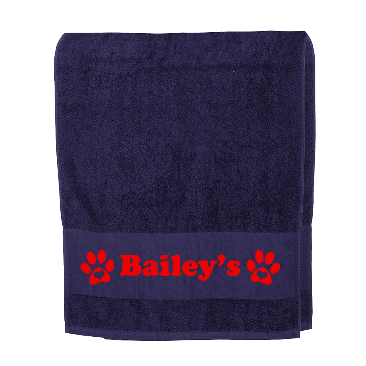 Navy Blue Personalised Dog Paw Towel - Any Name or Wording