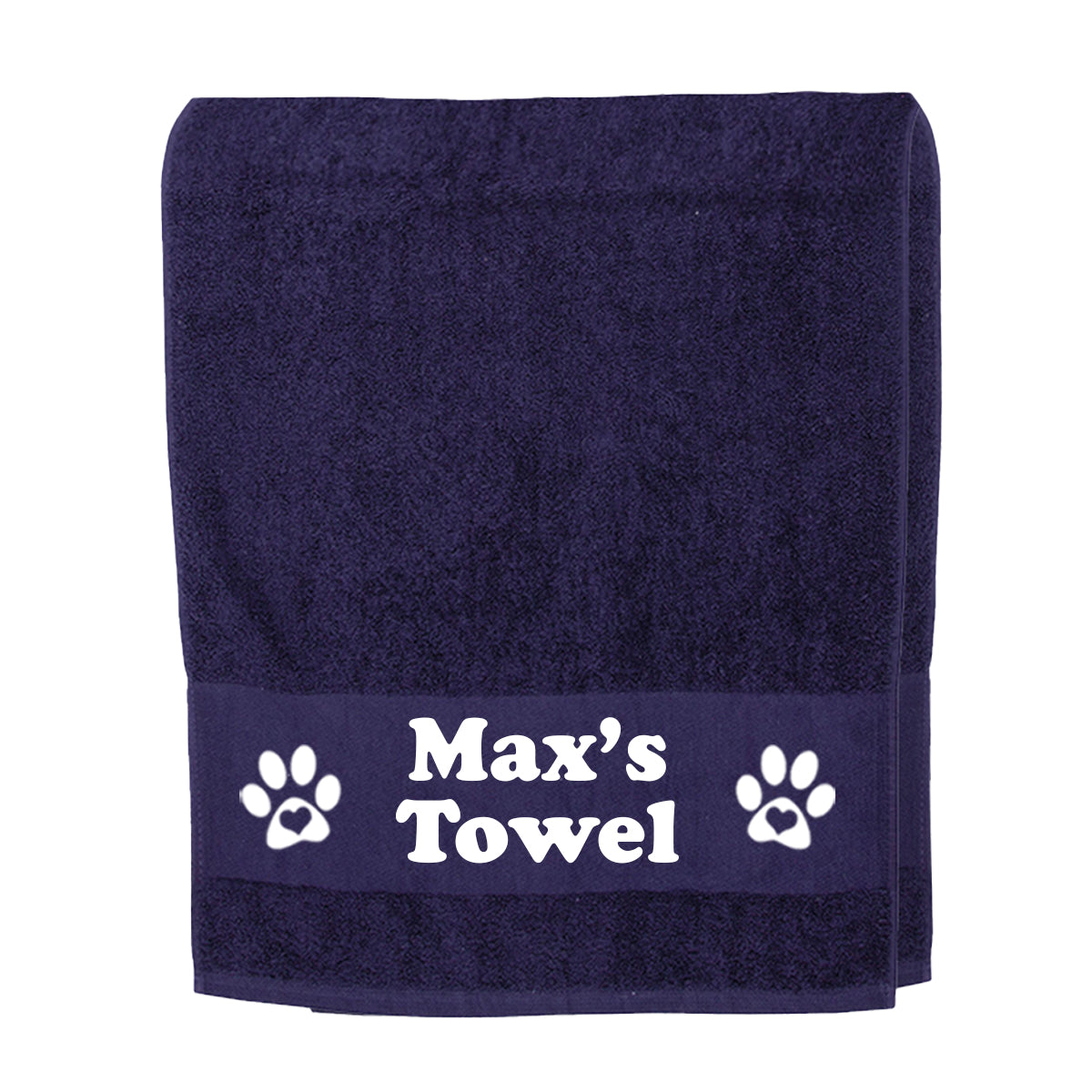 Navy Blue Personalised Dog Paw Towel - Any Name or Wording