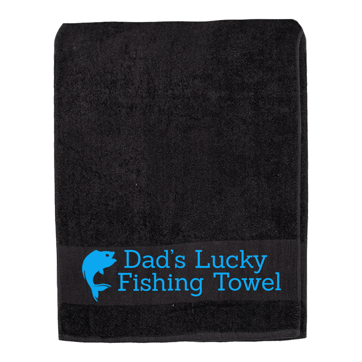 Black Fishing Towel Personalised Printed Towel - Any Name or Wording