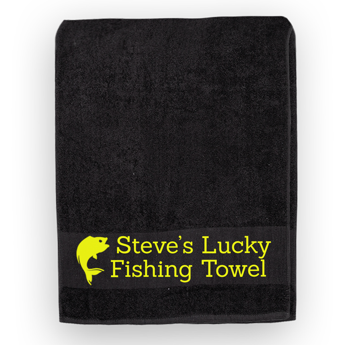 Black Fishing Towel Personalised Printed Towel - Any Name or Wording