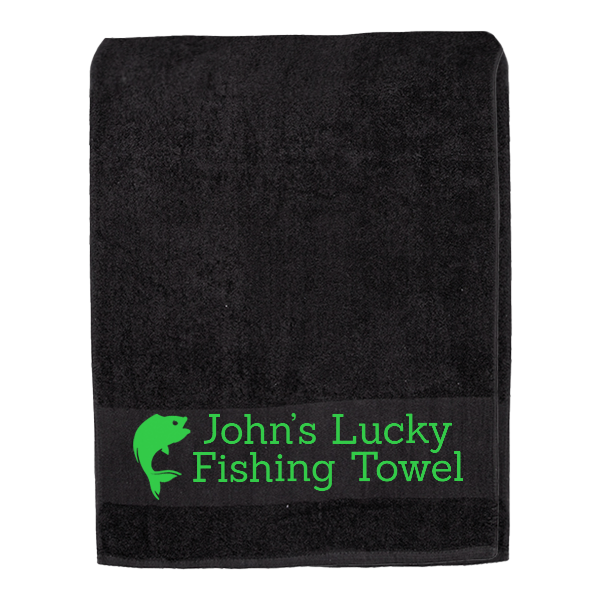 Black Fishing Towel Personalised Printed Towel - Any Name or Wording