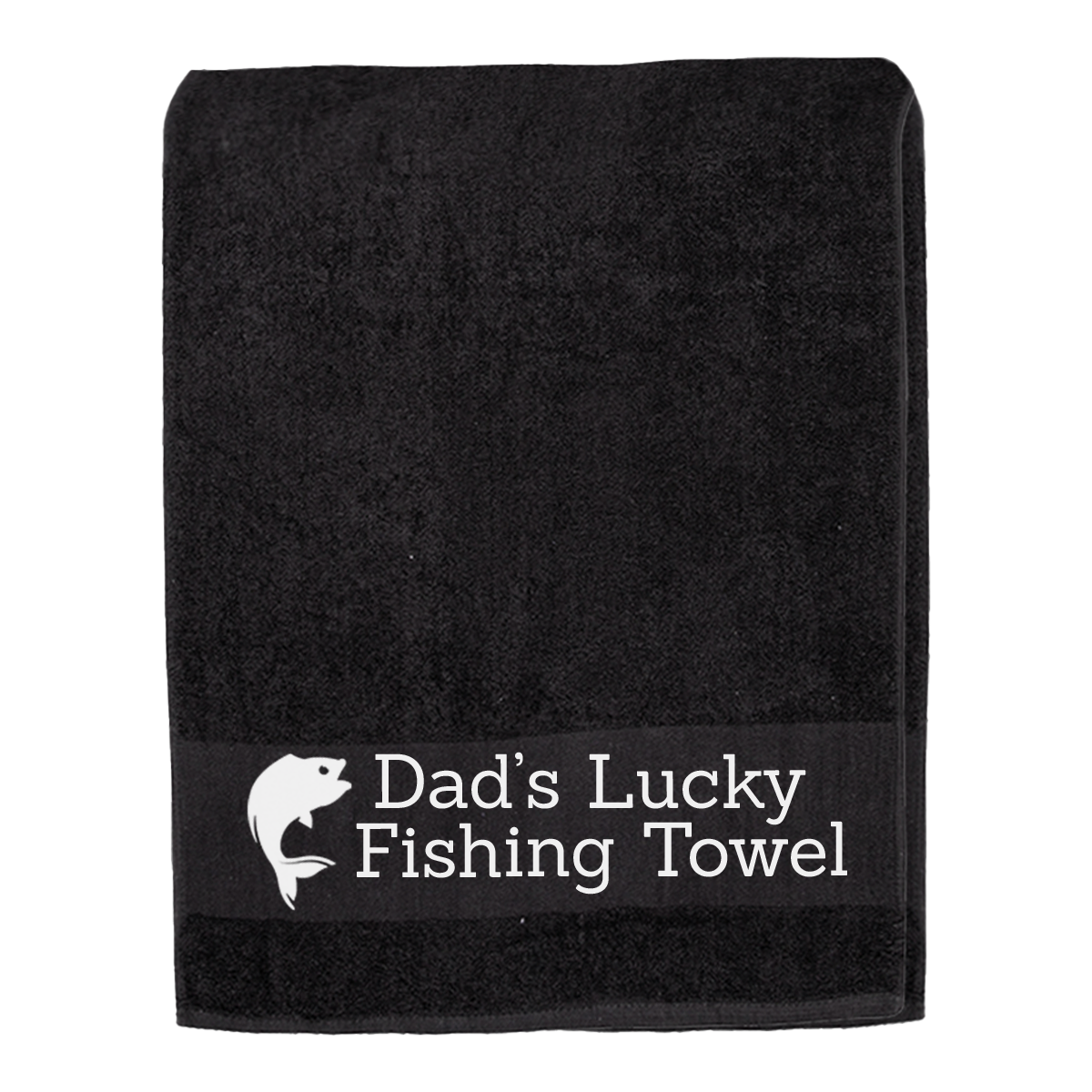 Black Fishing Towel Personalised Printed Towel - Any Name or Wording