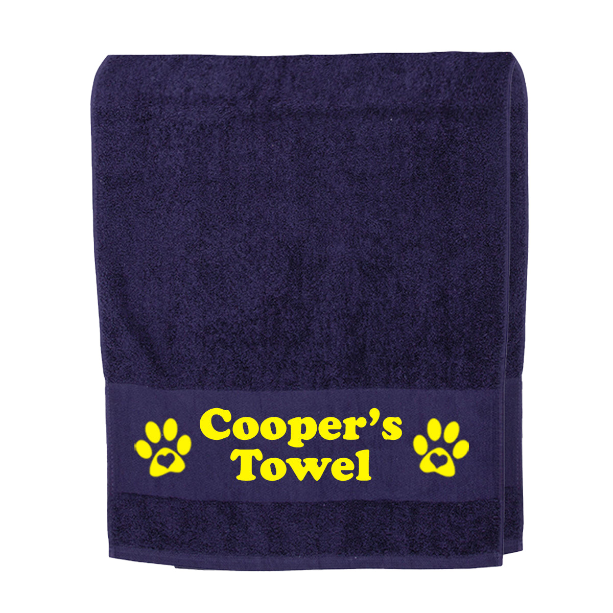 Navy Blue Personalised Dog Paw Towel - Any Name or Wording