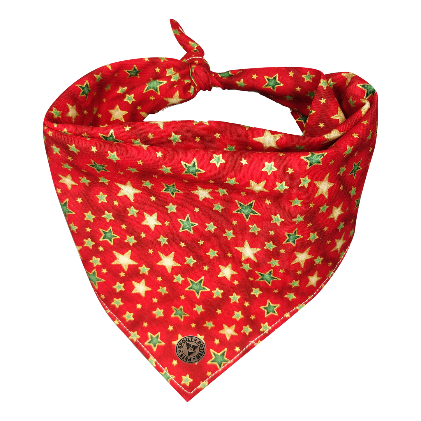 The Piccadilly - Christmas Green & Gold Stars Tied Dog Bandana