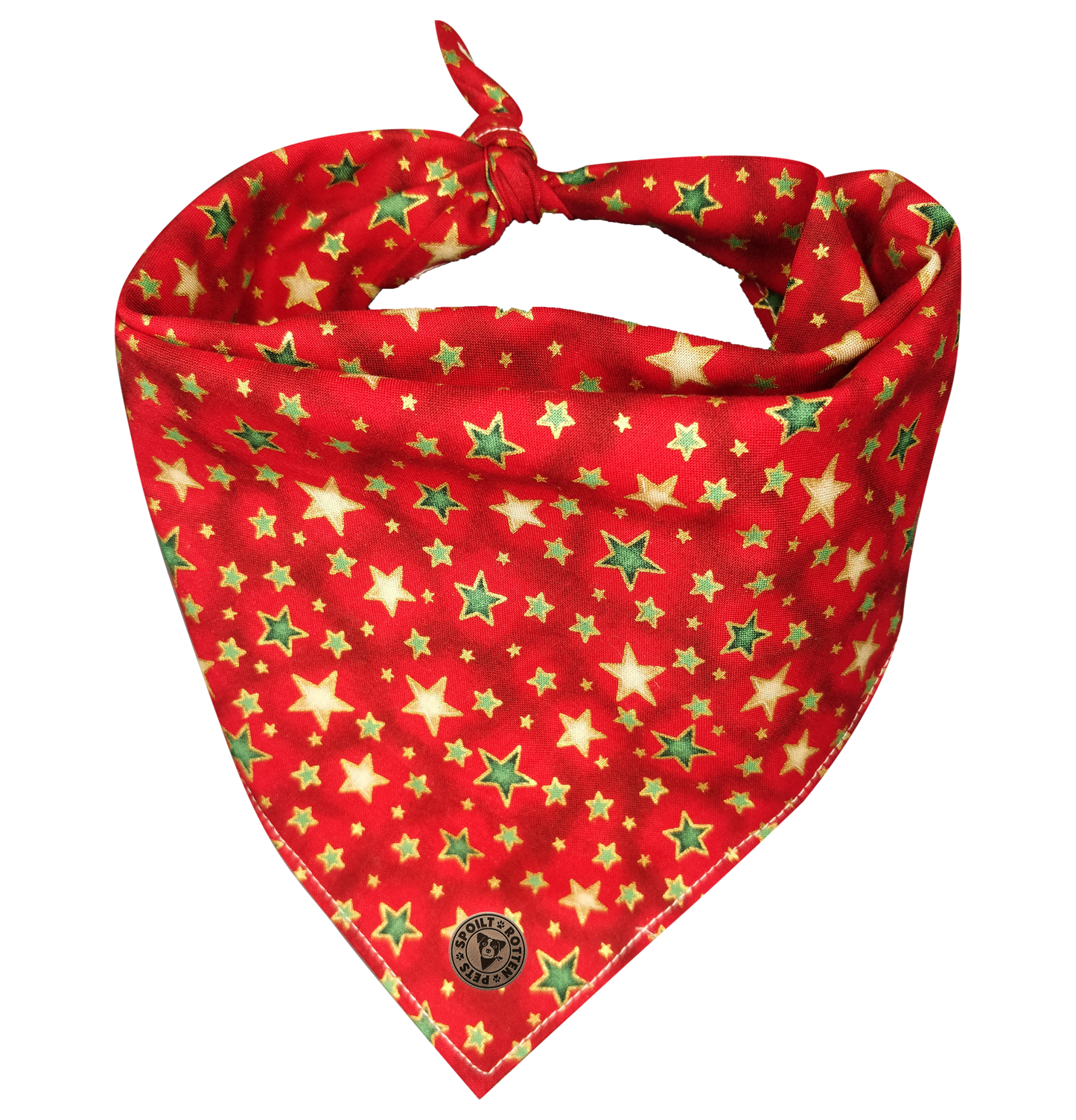 The Piccadilly - Christmas Green & Gold Stars Tied Dog Bandana
