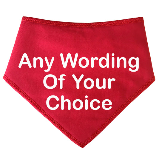 RED Any Wording Dog Bandana With Font Choices