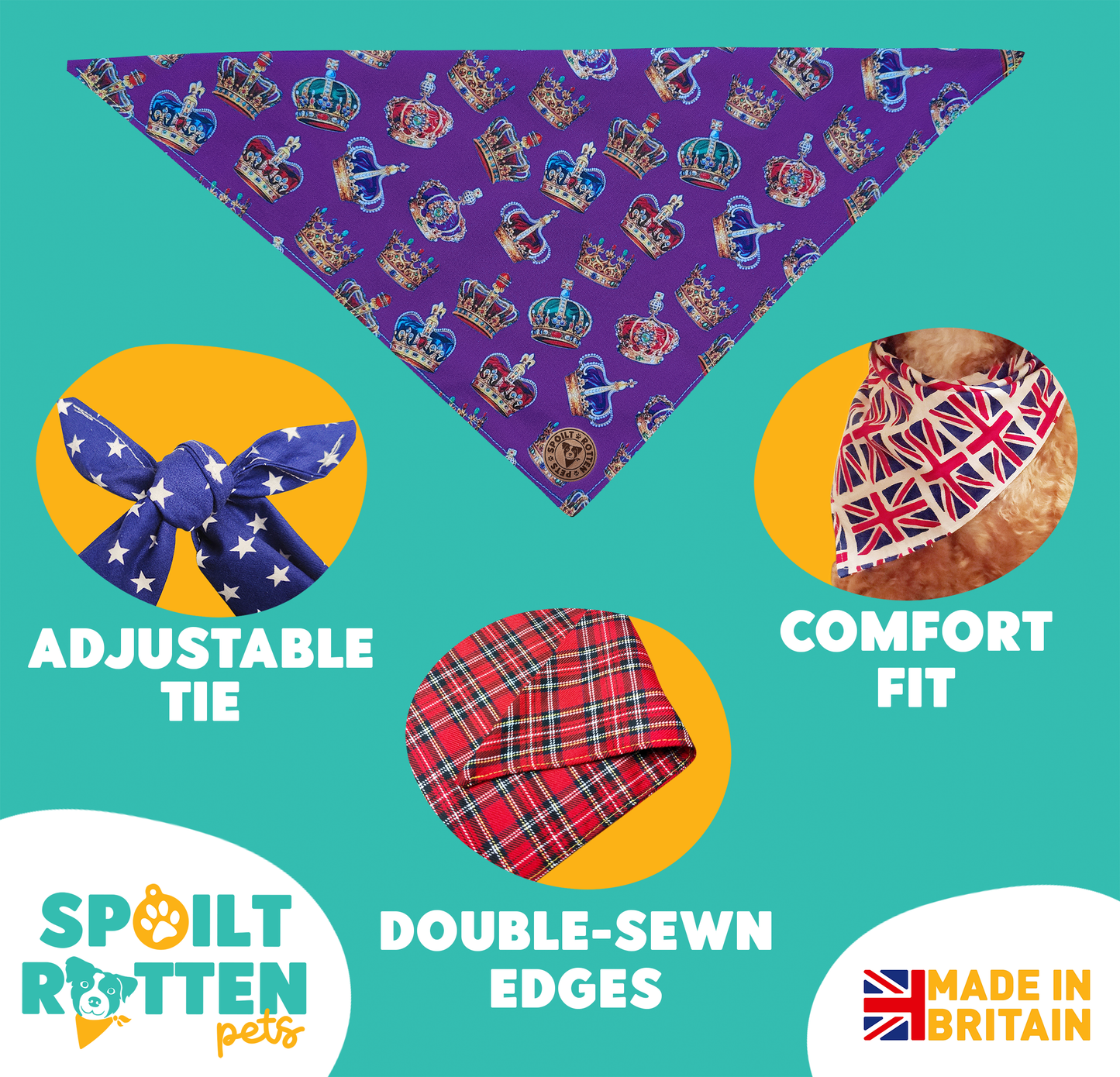 The Warwick - Royal Crown Tied Dog Bandana