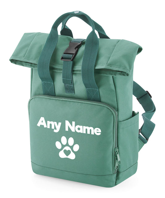 Sage Green Heart & Paw Backpack With Any Name Or Wording