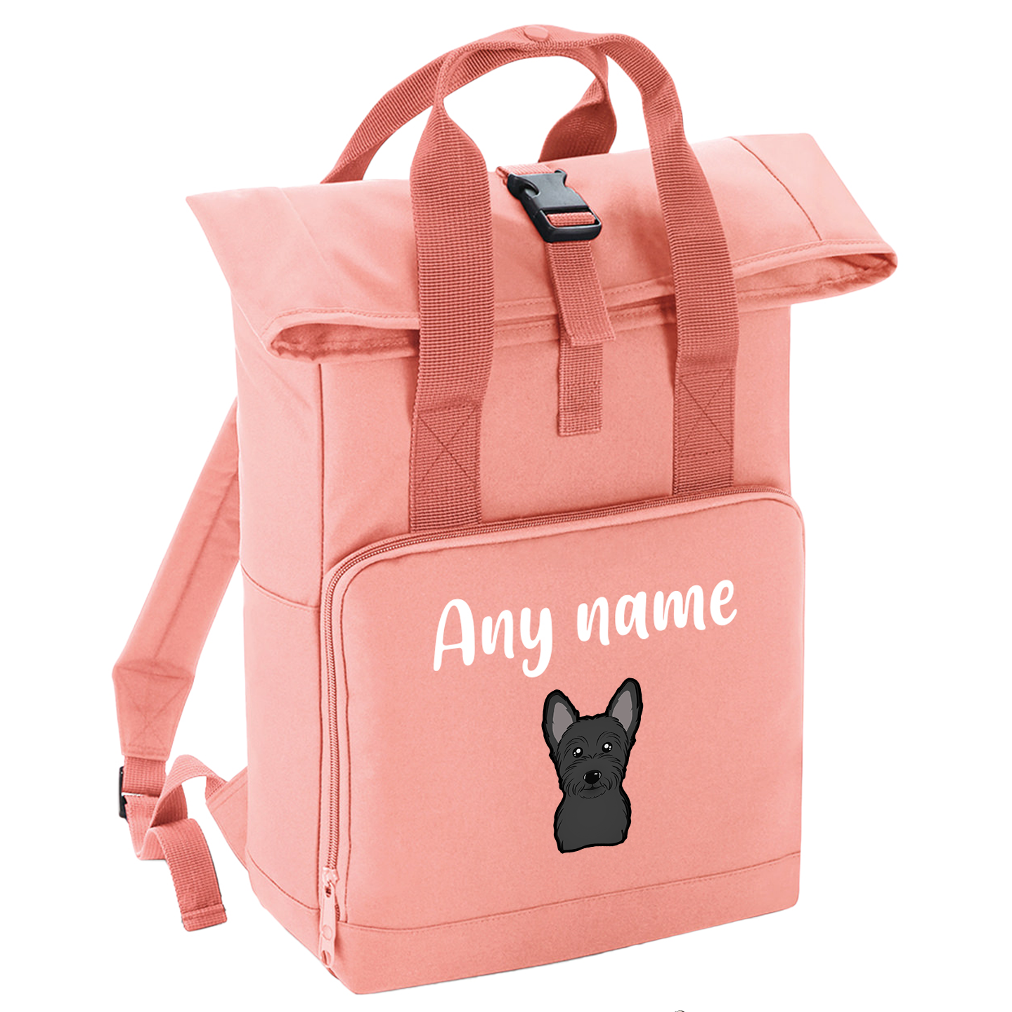 Overnighter Rucksack 14 Litres Peach Coral Any Breed Backpack With Custom Personalised Dog Name