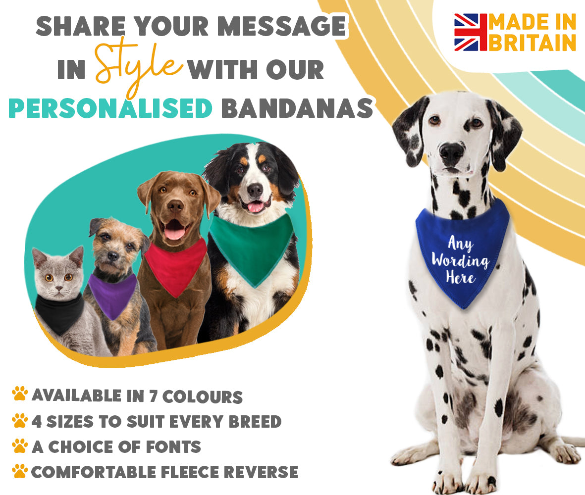 BLUE Any Wording Dog Bandana With Font Choices