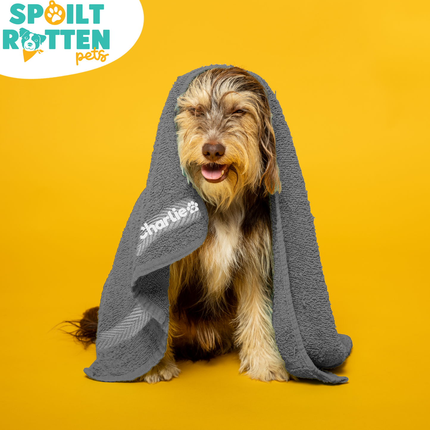 Steel Grey Pet Towel Personalised With Name or Wording