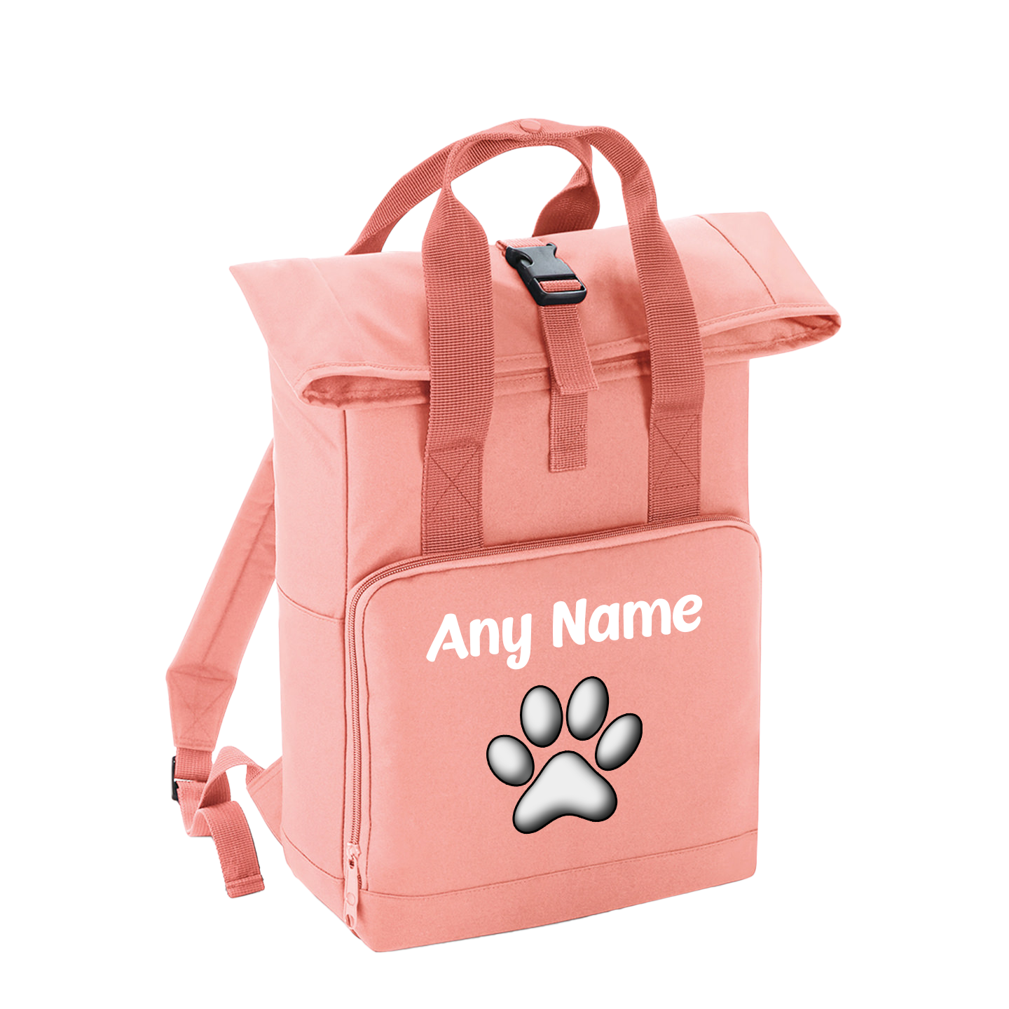 Overnighter Rucksack 14 Litres Peach Coral Any Breed Backpack With Custom Personalised Dog Name