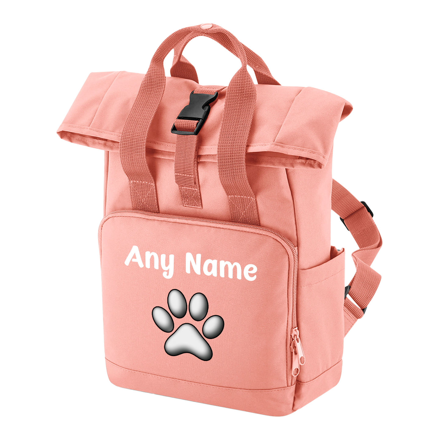 Travel Rucksack 9 Litres Peach Coral Any Breed Backpack With Custom Personalised Dog Name
