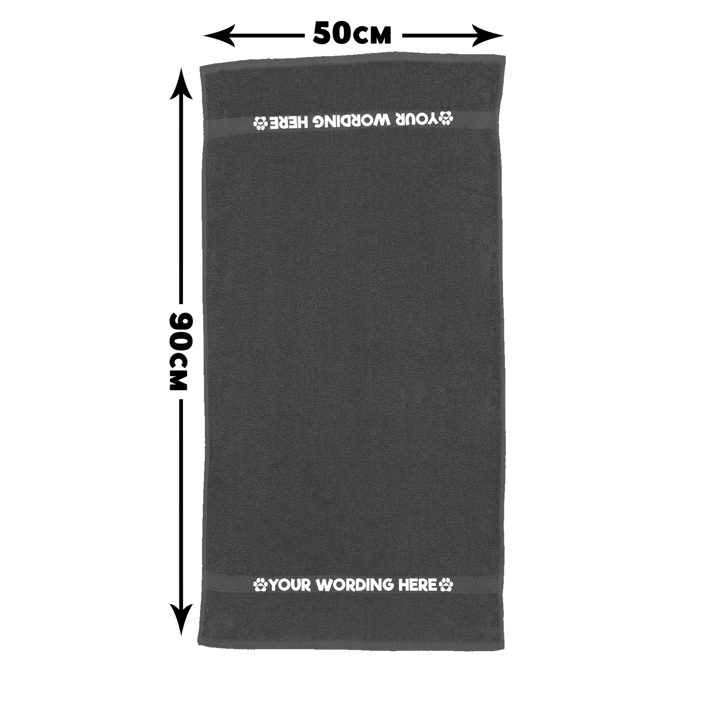 Steel Grey Pet Towel Personalised With Name or Wording