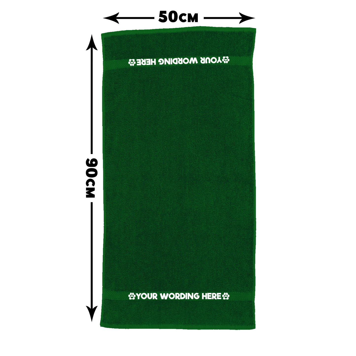 Forest Green Pet Towel Personalised With Name or Wording