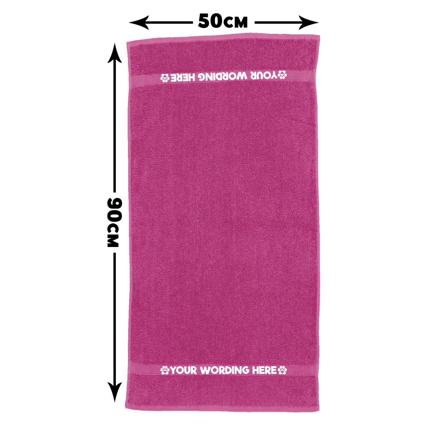 Hot Pink Cerise Pet Towel Personalised With Name or Wording