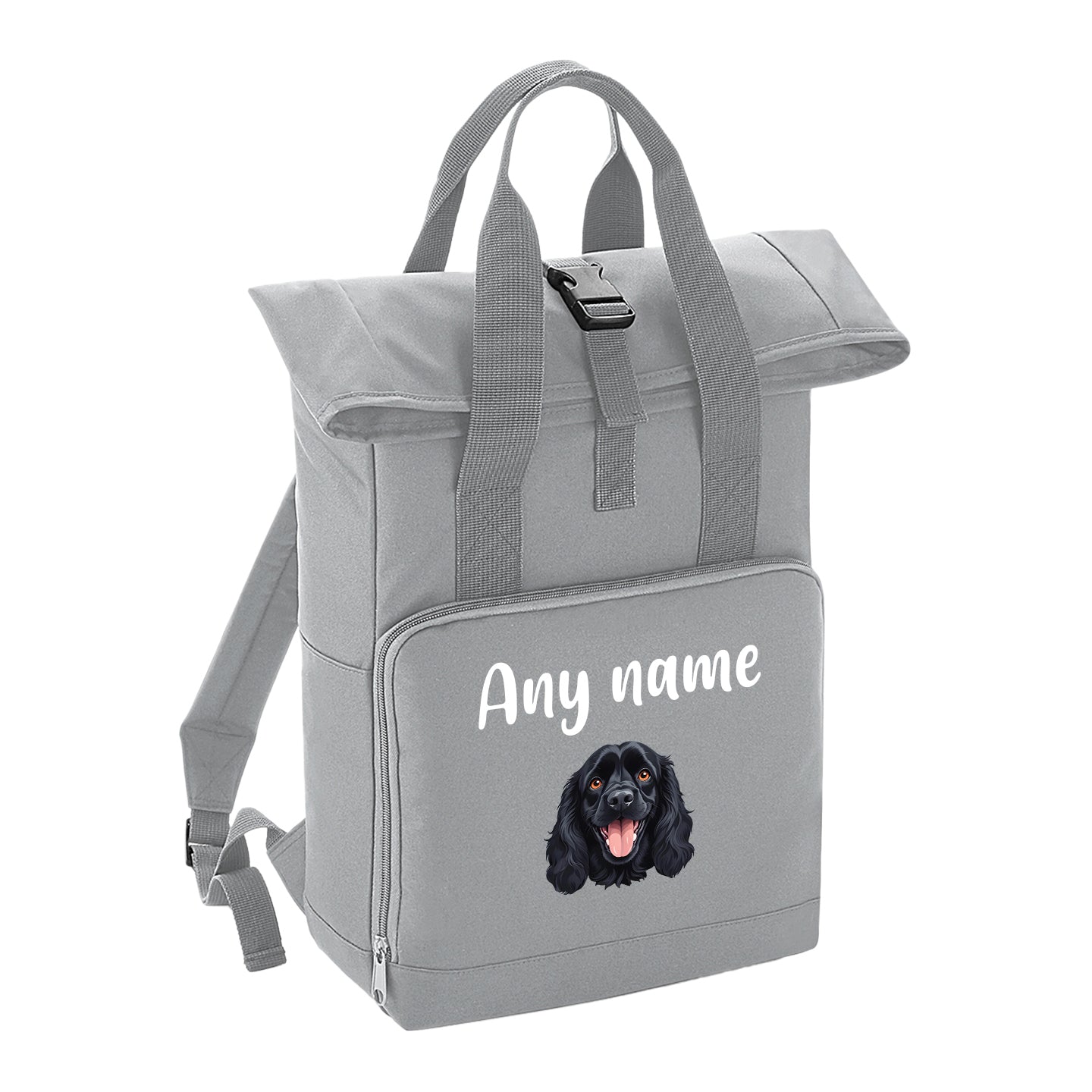 Overnighter Rucksack 14 Litres Grey Any Breed Backpack With Custom Personalised Dog Name