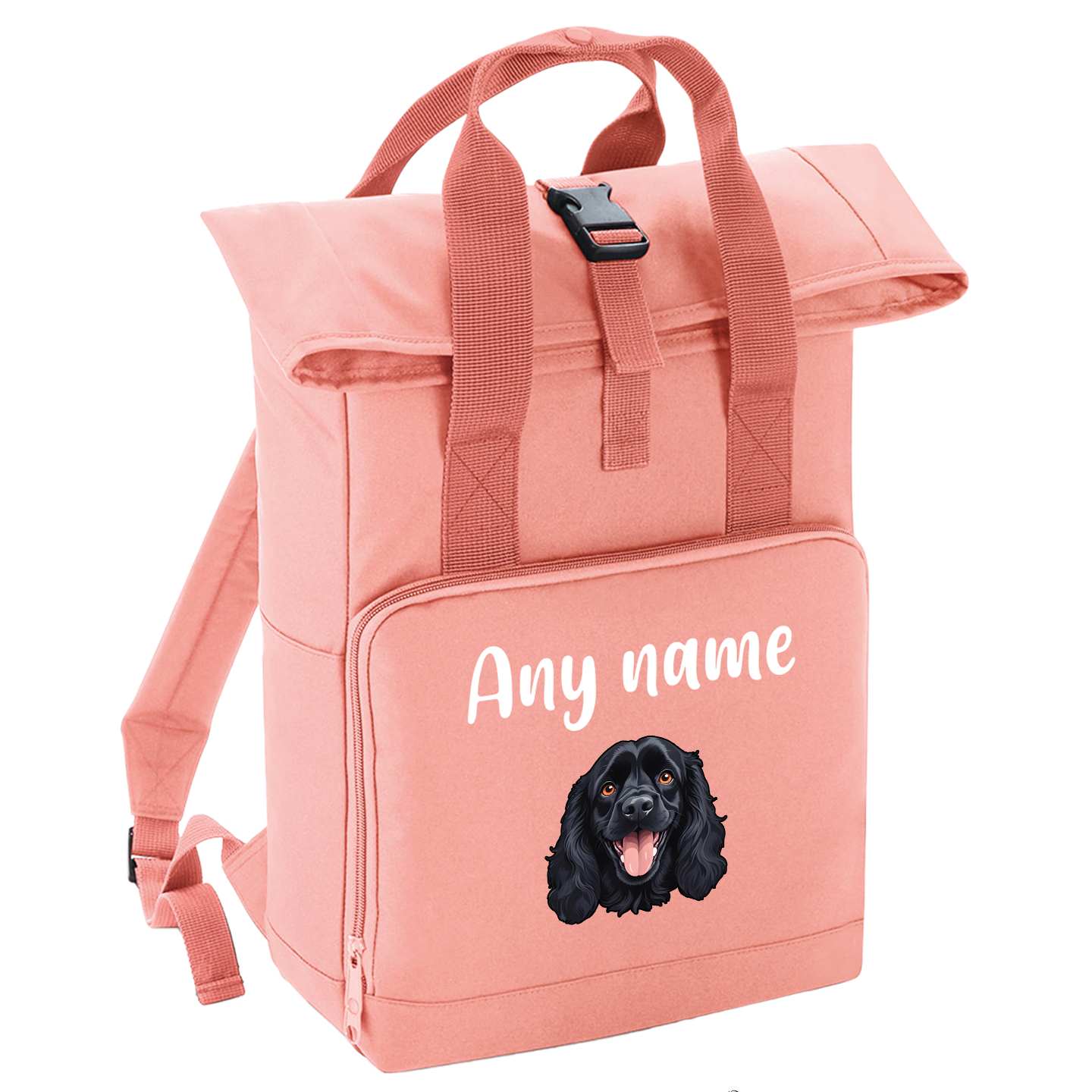 Overnighter Rucksack 14 Litres Peach Coral Any Breed Backpack With Custom Personalised Dog Name
