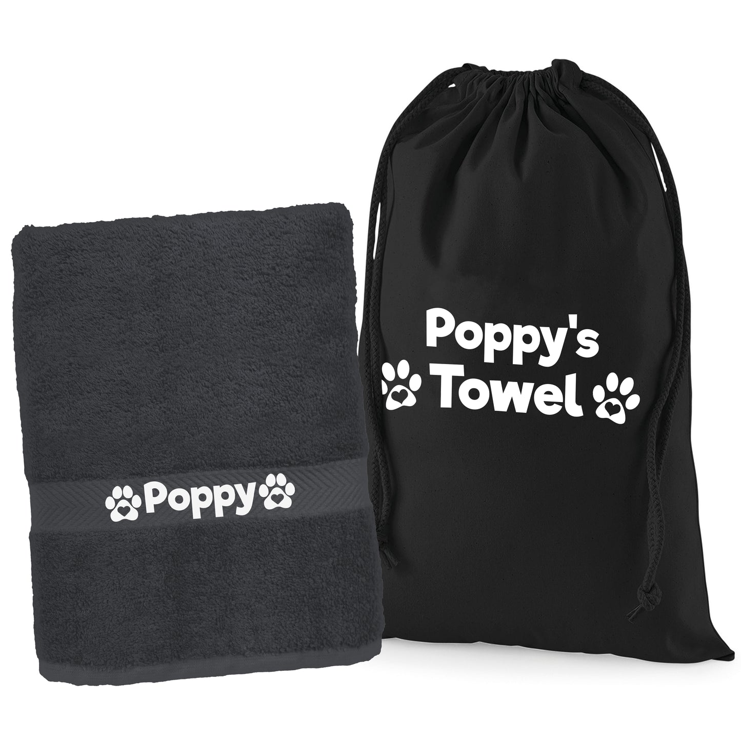 Steel Grey Pet Towel Personalised With Name or Wording
