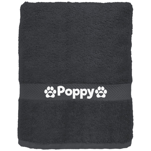 Steel Grey Pet Towel Personalised With Name or Wording