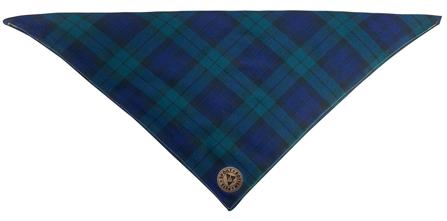 The Edinburgh - Blue Tartan Tied Dog Bandana