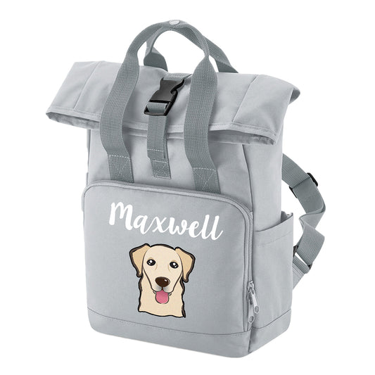 Grey Any Breed Backpack With Custom Personalised Dog Name
