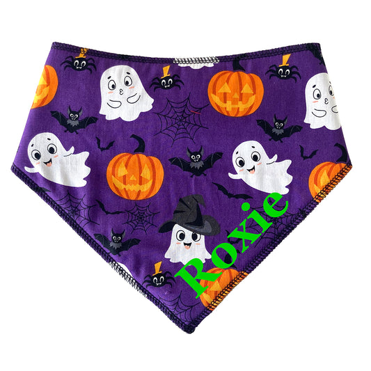 Cute Ghosts Pumpkins & Bats Personalised Dog Bandana