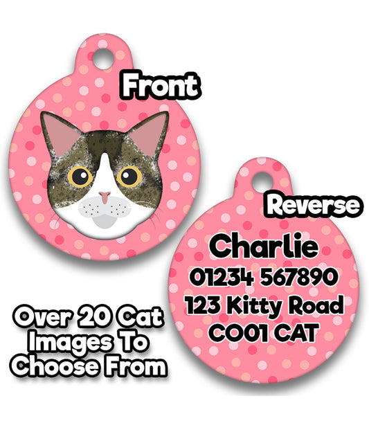 Personalised Pink Polka With Choice Of Cat Heads