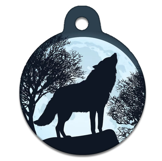 Blue Moon Howling Wolf - Pet Identity Tag