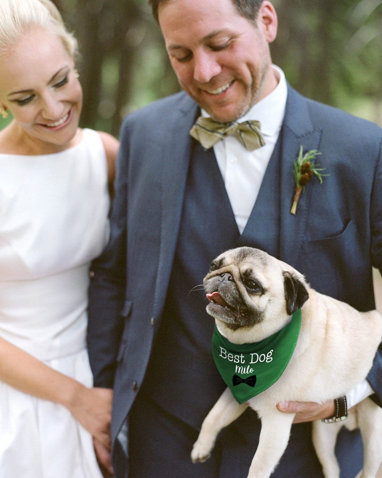 'Best Dog' Personalised With Name Wedding Bandana