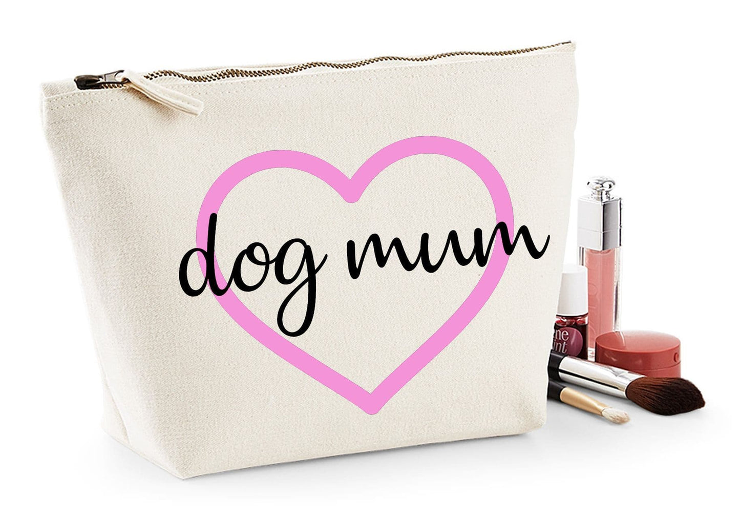 'Dog Mum' Natural Cotton Make-Up Bag Personalised