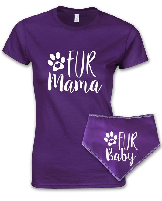 'Fur Mama' Ladies Fit T-shirt & Bandana - Matching Pet and Owner Outfit