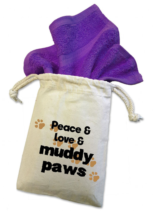 'Peace & Love & Muddy Paws'' Dog Flannel Cloth For Muddy Walks