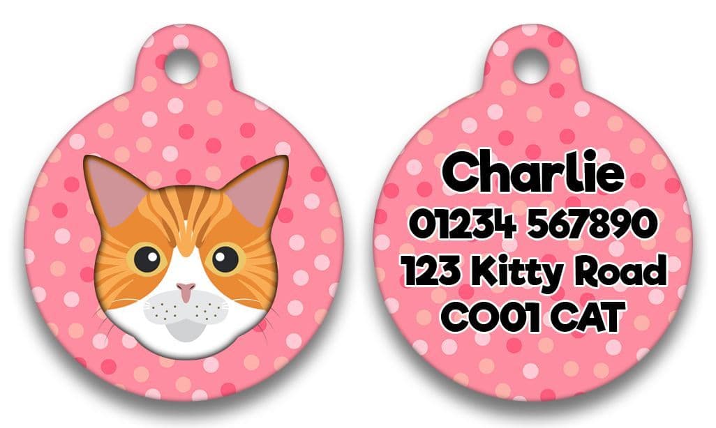 Personalised Pink Polka With Choice Of Cat Heads
