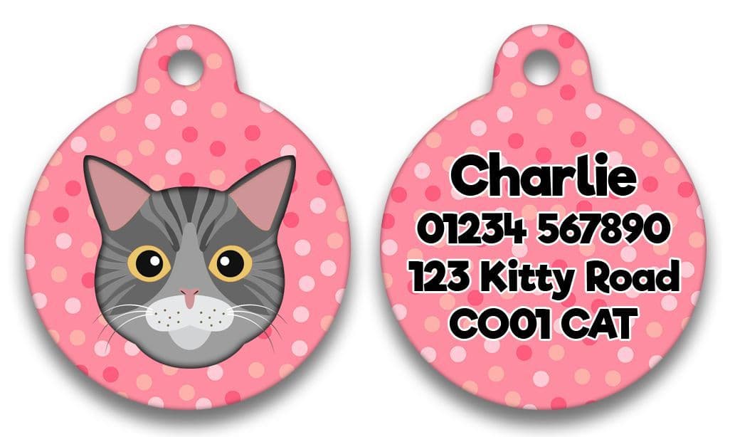 Personalised Pink Polka With Choice Of Cat Heads