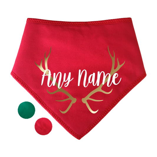 Golden Antlers Any Name Dog Bandana